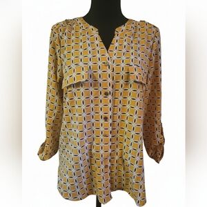 Geometric Patterned Yellow Blouse